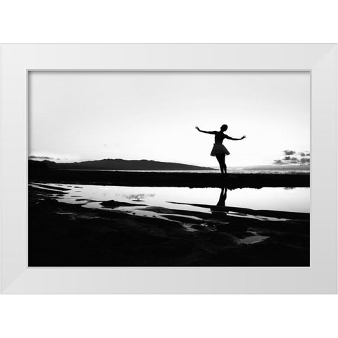 Beach Dance White Modern Wood Framed Art Print by Medeiros, Paulo