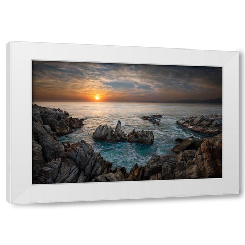 De Kelders Sunrise White Modern Wood Framed Art Print by FrancoisVenter