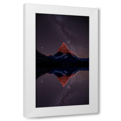 A Mountain of Stars White Modern Wood Framed Art Print by Victor, Baldea