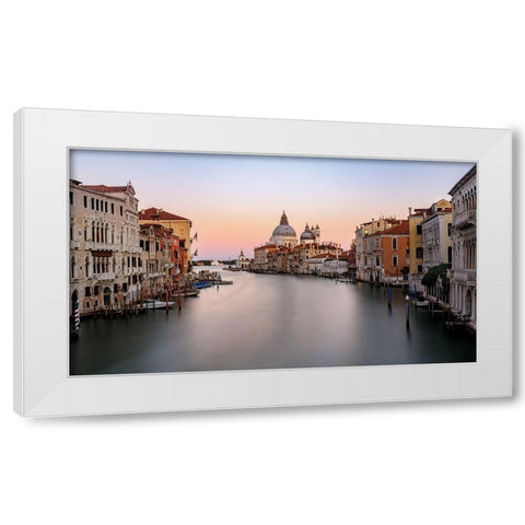 Canal Grande Sunset White Modern Wood Framed Art Print by Marnix