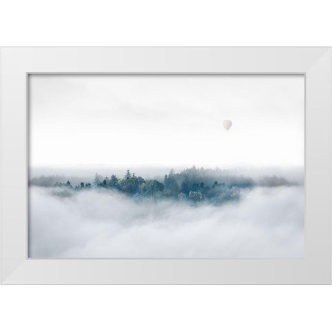Misty Morning Surprise White Modern Wood Framed Art Print by Bergolth, Matthias