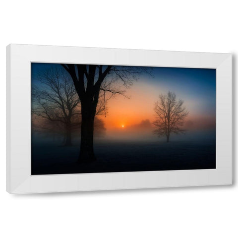 Foggy sunrise White Modern Wood Framed Art Print by Dai, Wei