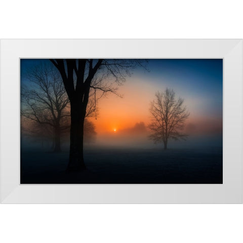Foggy sunrise White Modern Wood Framed Art Print by Dai, Wei