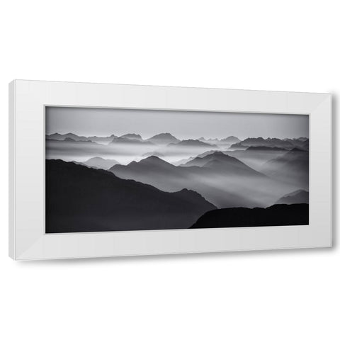 Mountain layers White Modern Wood Framed Art Print by Krivec, Ales