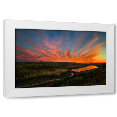 Sunset over Porcupine Mountains White Modern Wood Framed Art Print by Fan, John