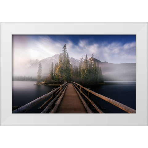 Briege to fog White Modern Wood Framed Art Print by Ruiz Dueso, Jorge