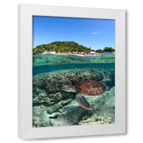 Along shore White Modern Wood Framed Art Print by Narchuk, Andrey