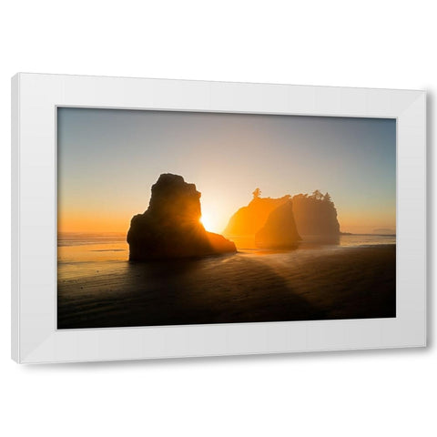 The Golden Beach White Modern Wood Framed Art Print by Fan, John