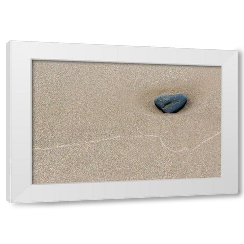 Stone at Barmouth Promenade White Modern Wood Framed Art Print by Fraikin, Chris