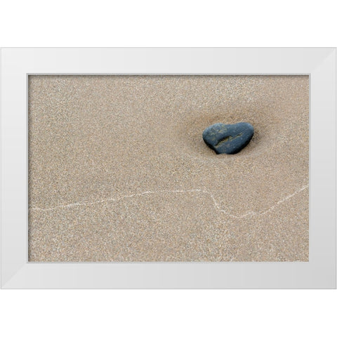 Stone at Barmouth Promenade White Modern Wood Framed Art Print by Fraikin, Chris