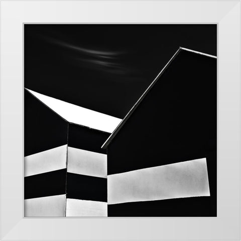 BW beach huts White Modern Wood Framed Art Print by Claes, Gilbert