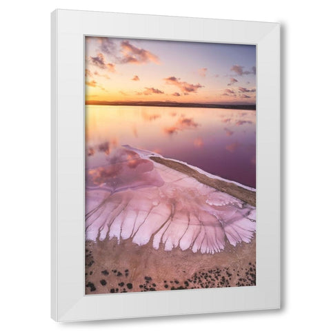 Pink lake White Modern Wood Framed Art Print by Carrillo Lopez, Antonio