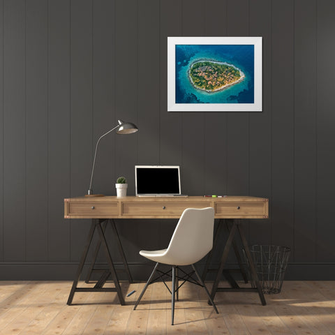 Island White Modern Wood Framed Art Print by Kravanja, Jure