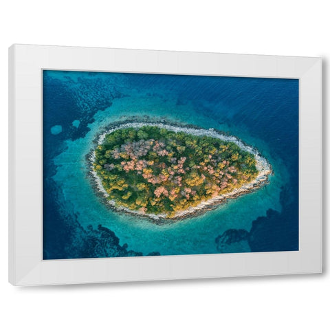 Island White Modern Wood Framed Art Print by Kravanja, Jure