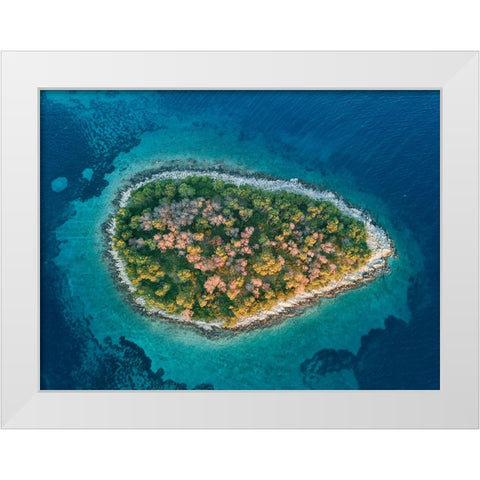 Island White Modern Wood Framed Art Print by Kravanja, Jure