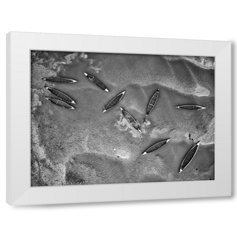 Boats and life White Modern Wood Framed Art Print by Khan Ronnie, Azim