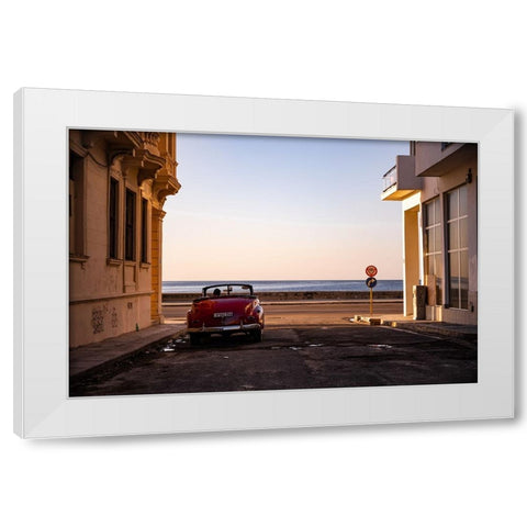 Watching the sun set - Havana White Modern Wood Framed Art Print by Deakin, John