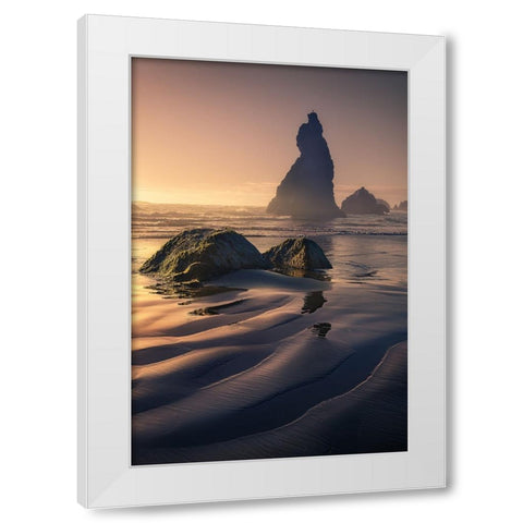 The Wizards Hat and The Howling Dog White Modern Wood Framed Art Print by Bandyopadhyay, Atanu