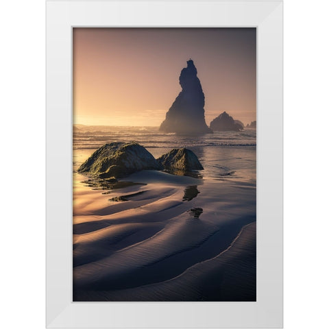 The Wizards Hat and The Howling Dog White Modern Wood Framed Art Print by Bandyopadhyay, Atanu