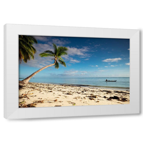 A lone fisherman White Modern Wood Framed Art Print by Zuardi, Andre