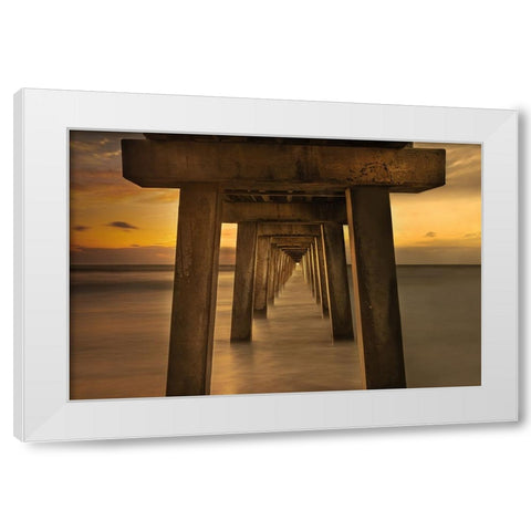 Sunset under the Pier White Modern Wood Framed Art Print by Cai, James