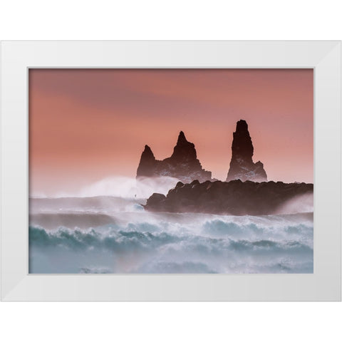 Roaring ocean White Modern Wood Framed Art Print by Dai, Wei David