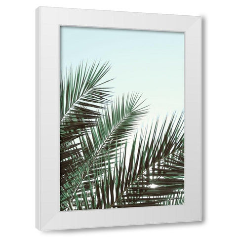 Palm leaves-sky 1 White Modern Wood Framed Art Print by Artographie Studio