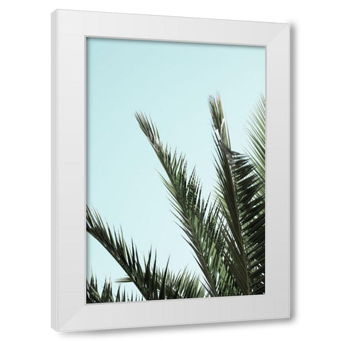 Palm leaves and sky 2 White Modern Wood Framed Art Print by Artographie Studio