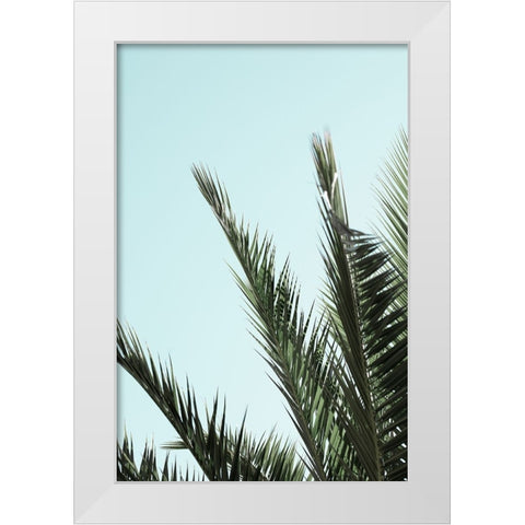 Palm leaves and sky 2 White Modern Wood Framed Art Print by Artographie Studio