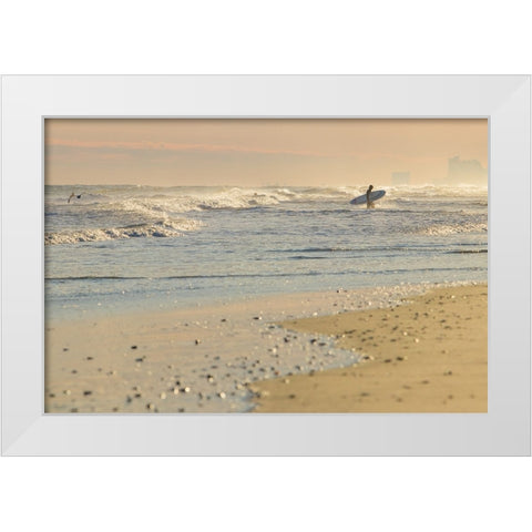 Surfs Up White Modern Wood Framed Art Print by Mikulska, Aneta