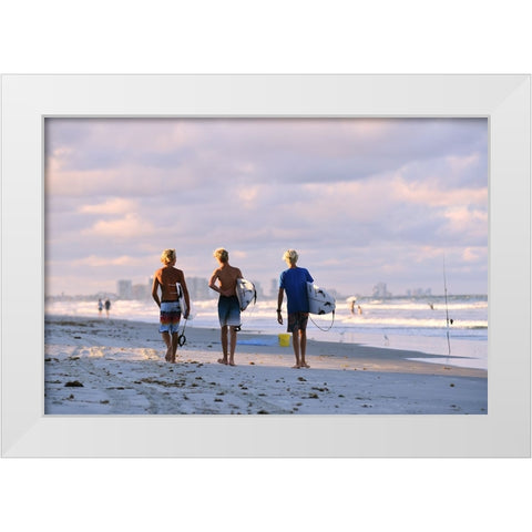 Having a good time! White Modern Wood Framed Art Print by Zhang, Victor