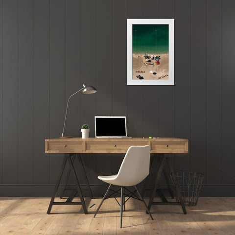 On the beach White Modern Wood Framed Art Print by Kravanja, Jure