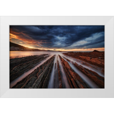 Zumaia Flysch 6 White Modern Wood Framed Art Print by Pablo De, Juan