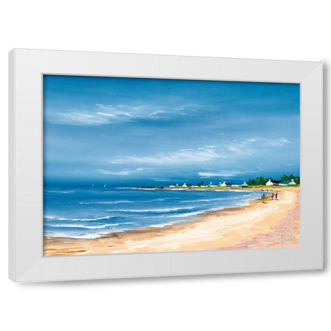 Promenade sur la baie White Modern Wood Framed Art Print by Flanet, Frederic