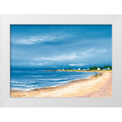 Promenade sur la baie White Modern Wood Framed Art Print by Flanet, Frederic
