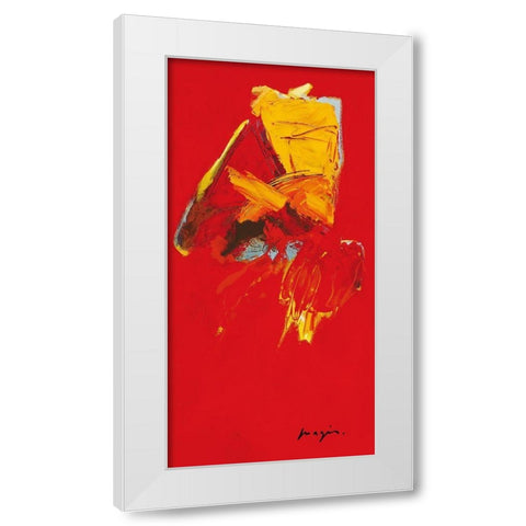 Triptyque rouge III White Modern Wood Framed Art Print by Magis, Pascal