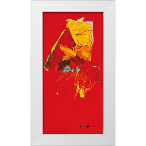 Triptyque rouge III White Modern Wood Framed Art Print by Magis, Pascal