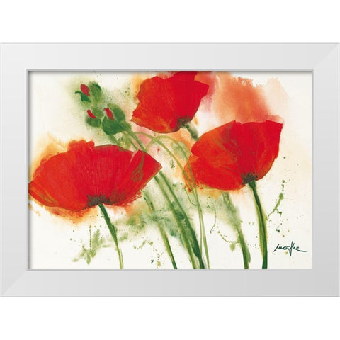 Coquelicots au vent I White Modern Wood Framed Art Print by Marthe