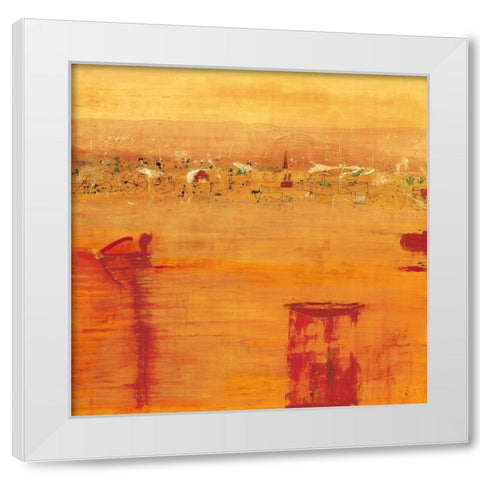 Orange Landscape White Modern Wood Framed Art Print by Richter-Armgart, Rose