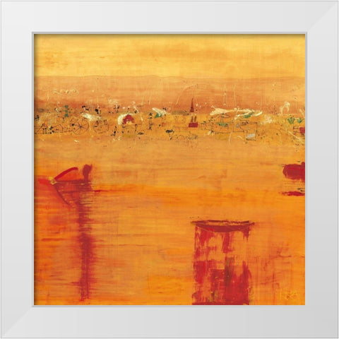 Orange Landscape White Modern Wood Framed Art Print by Richter-Armgart, Rose