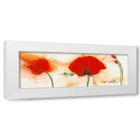 Coquelicots au vent III White Modern Wood Framed Art Print by Marthe