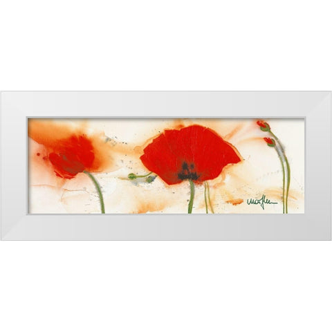 Coquelicots au vent III White Modern Wood Framed Art Print by Marthe