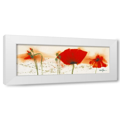 Coquelicots au vent IV White Modern Wood Framed Art Print by Marthe