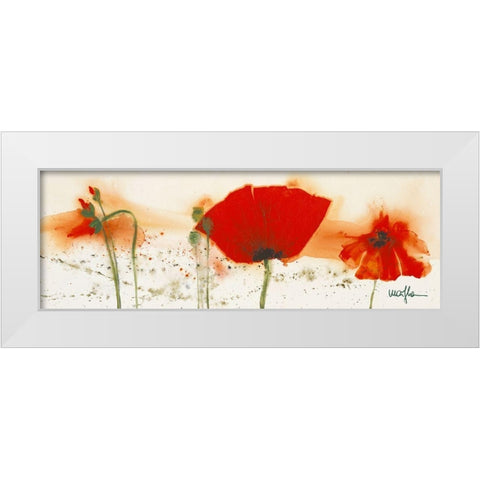 Coquelicots au vent IV White Modern Wood Framed Art Print by Marthe