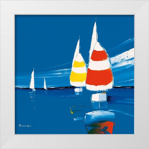 Dans le vent White Modern Wood Framed Art Print by Fontdeville, Guy