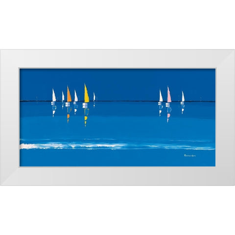 Voiles multicolores White Modern Wood Framed Art Print by Fontdeville, Guy