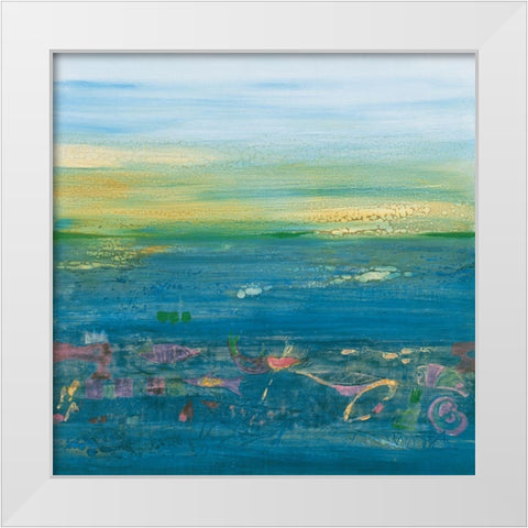 Blue Landscape White Modern Wood Framed Art Print by Richter-Armgart, Rose