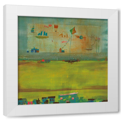 Green Landscape White Modern Wood Framed Art Print by Richter-Armgart, Rose