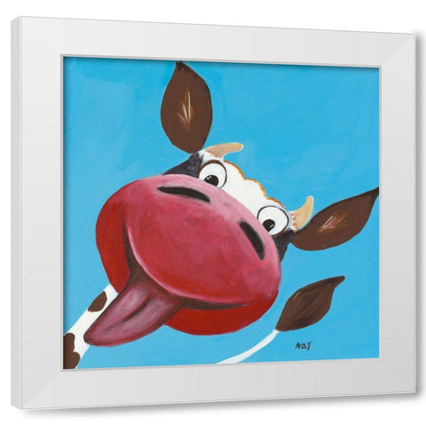 Coucou c est moi White Modern Wood Framed Art Print by NAT