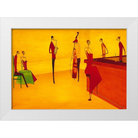 Bar Jazz White Modern Wood Framed Art Print by Ona